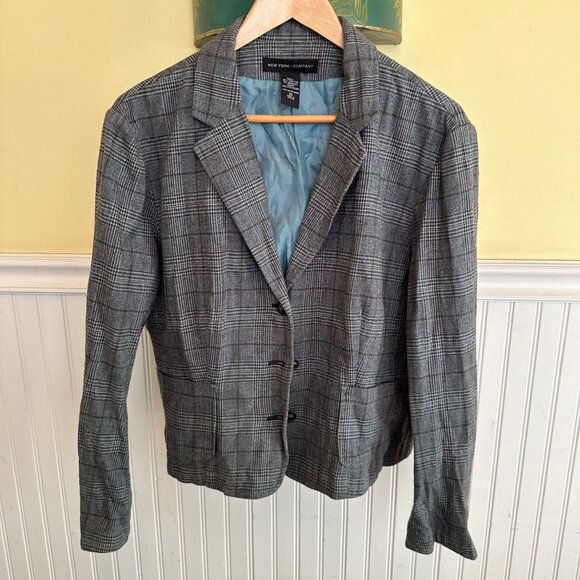 New York & Company Vintage 90s plaid blazer jacket 16 - Picture 1 of 6